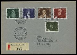 Flugpost 1948, kpl. Serie mit 10 Werten auf 3 R-Ersttagsbriefen in ...